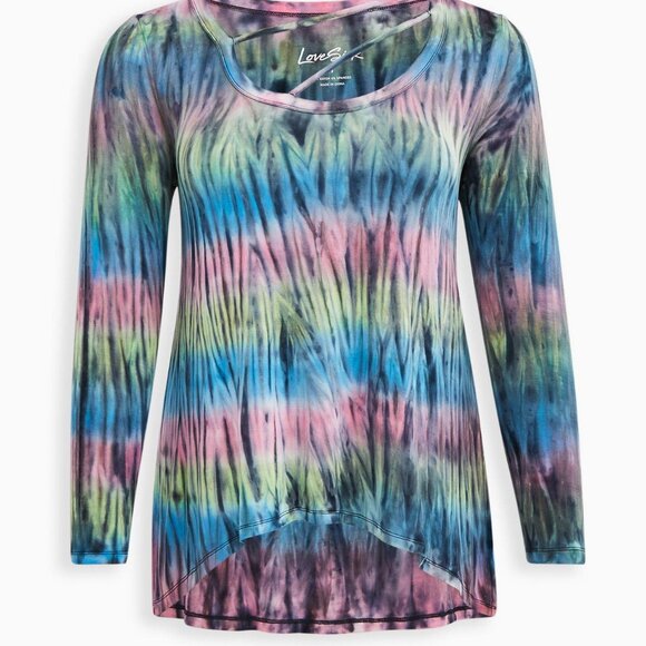 Plus Size 3X LoveSick TORRID Strappy Hi-Low Tee - Super Soft Tie Dye Shirt Top - Picture 3 of 4